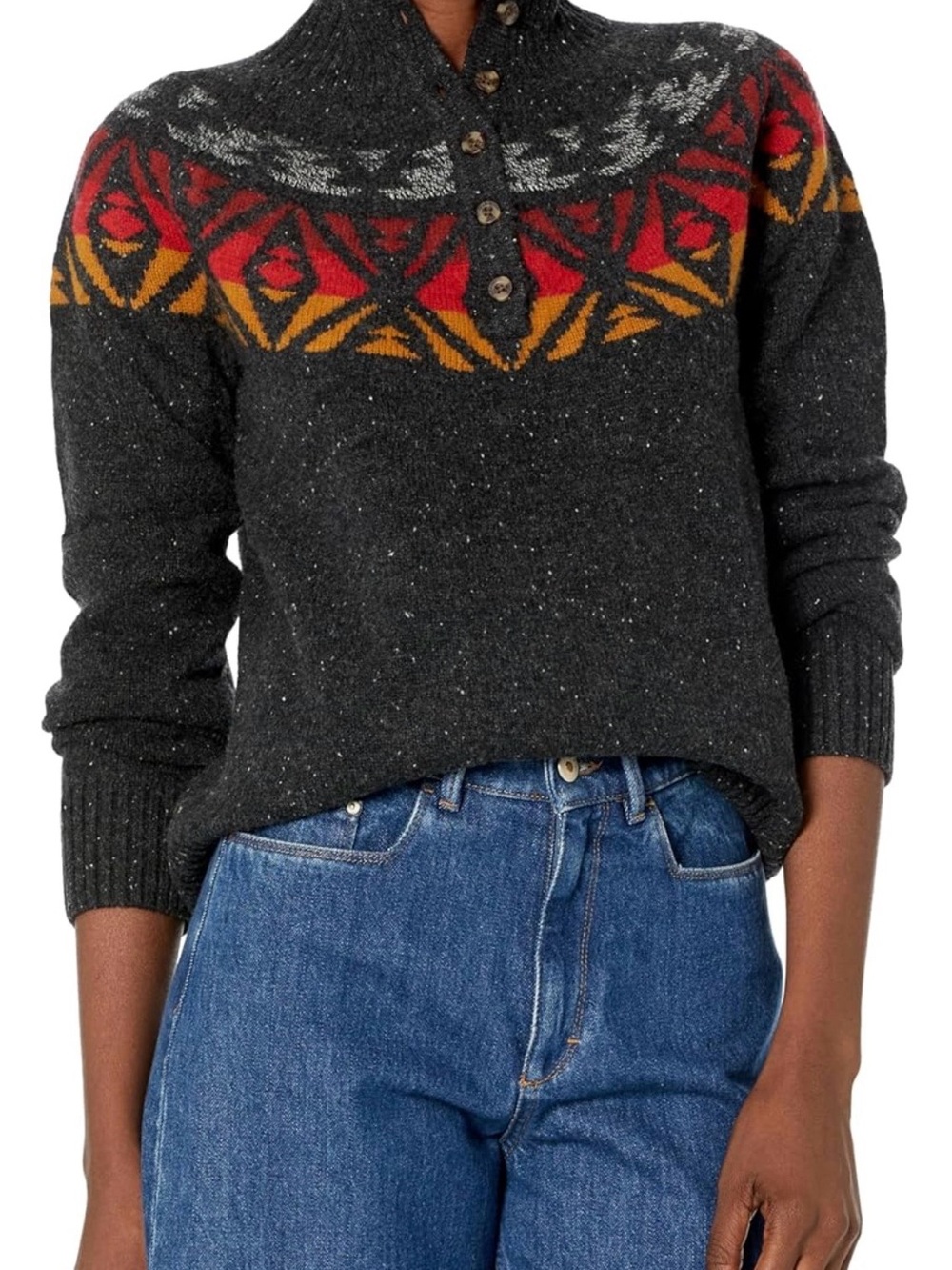 Pendleton Women's Fair Isle Merino Sweater with Mock Neck Pullover Size XS